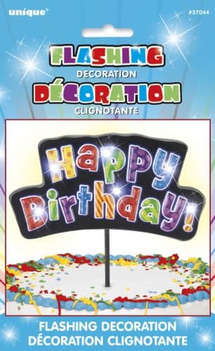 Happy Birthday Flashing Pick Decoration-Multicolor