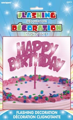 Happy Birthday Flashing Pick Decoration-Pink