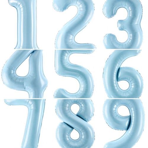 Helium Filled Pale Blue Jumbo Numbers