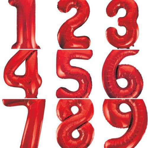 Helium Filled Red Jumbo Numbers