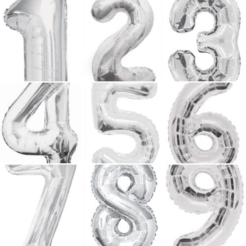 Helium Filled Silver Jumbo Numbers