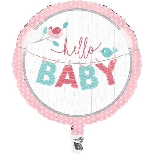 Hello Baby Girl Foil Balloon