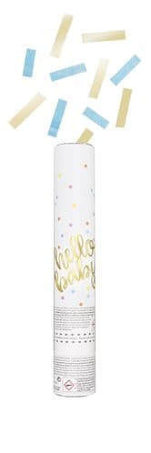Hello Baby Gold Baby Shower Confetti Cannon Blue & Gold