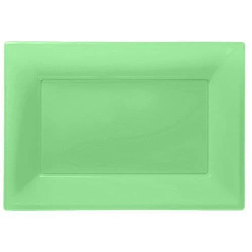 Kiwi Green Plastic Serving Platters pack of 3.