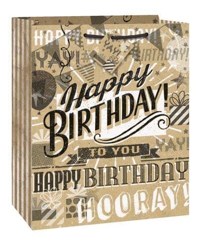 Kraft Paper Happy Birthday Giftbag-Large