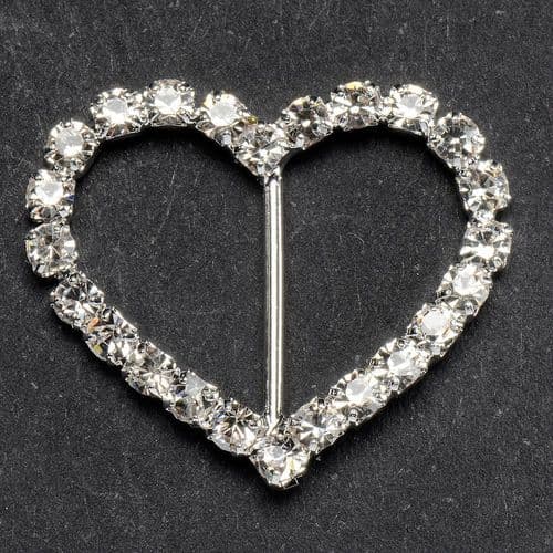 Large Diamante Heart Vertical Bar - pack of 5