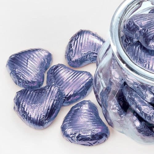 Lilac Foiled Chocolate Hearts - box of 200