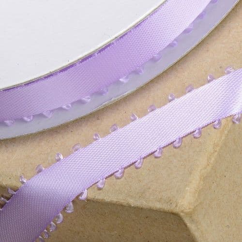 Lilac Picot Edge Satin Ribbon - 12mm