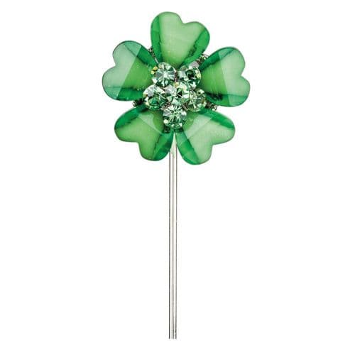 Lime Flower with Diamante Centre on Stem - dia. 20mm - pack of 6