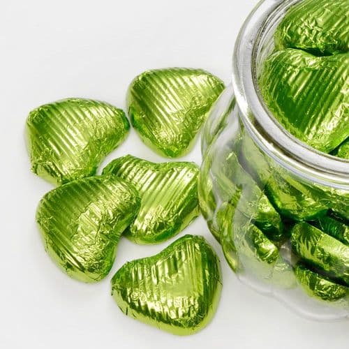 Lime Foiled Chocolate Hearts - box of 200