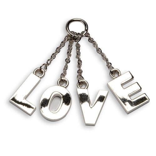 Metal Silver Love on Chain - pack of 5