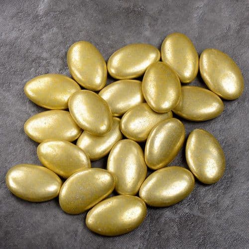 Metallic Gold Chocolate Dragees  (Almond Shape) - 30mm size approx - in box of 1kg