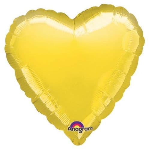 Metallic Yellow Heart Foil Balloon