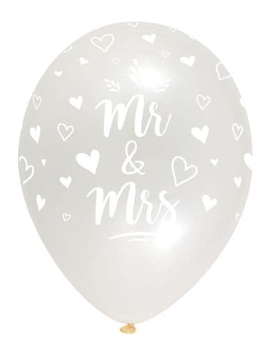 Mr & Mrs Latex Balloons Crystal Clear All Round Print 50 x 12" per pack