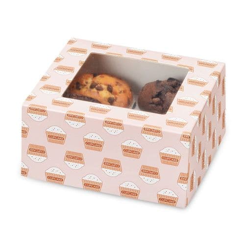 Muffin /Cupcake Box + Insert (holds 4 Cakes) - pack of 2