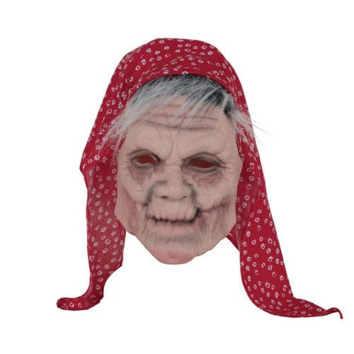 Old Lady Mask with Head Scarf