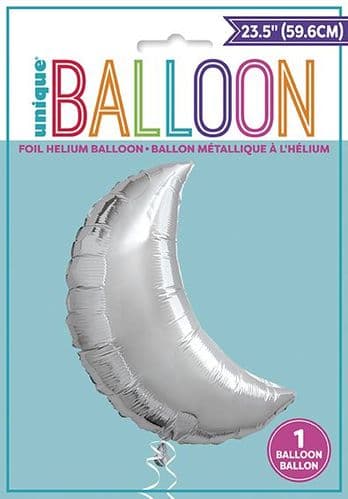 Outer Space Birthday 23" Silver Moon Shape Balloon