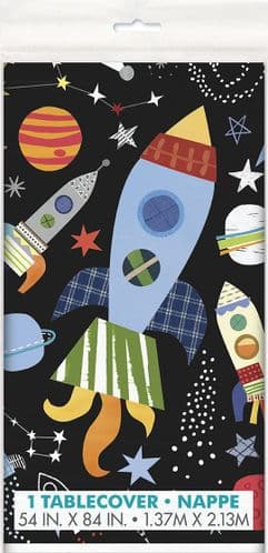 Outer Space Birthday Plastic Tablecover 54" x 84"