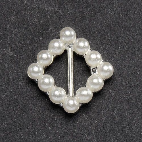 Pearl Square Buckle for 6mm Ribbon - pack of 10
