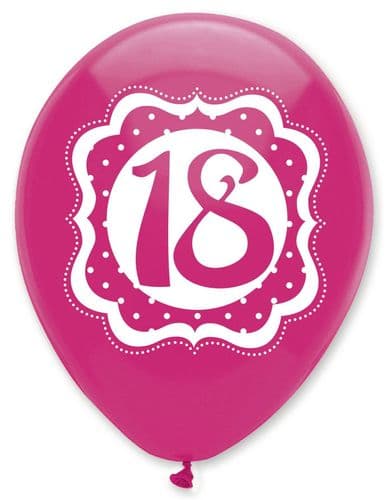 Perfectly Pink 18 Latex Balloons 4 Sided Print 6 x 12" per pack