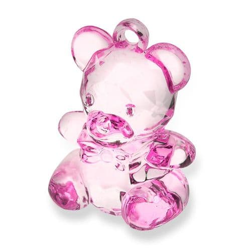 Pink Acrylic Teddy Bear - height 45mm - 6 in pack