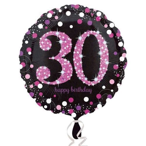 Pink Celebration 30th Standard Foil Prismatic Balloon