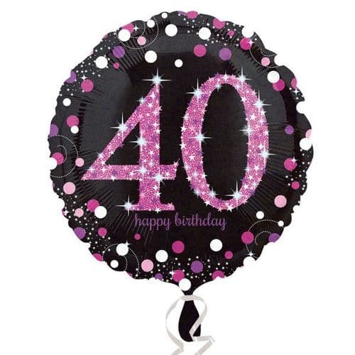 Pink Celebration 40th Standard Foil Prismatic Balloon