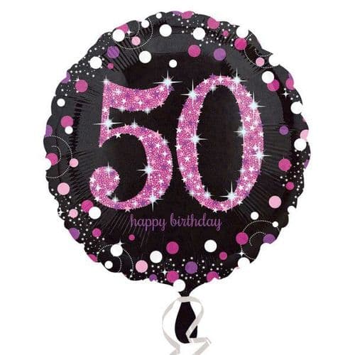 Pink Celebration 50th Foil Prismatic Balloon