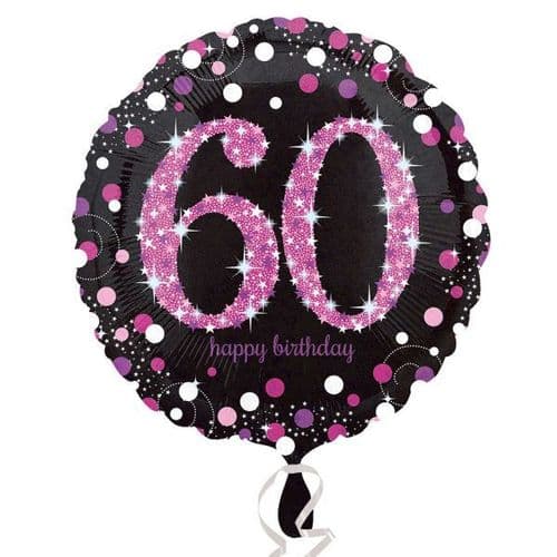 Pink Celebration 60th Foil Prismatic Balloon