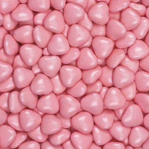 Pink Chocolate Heart Dragees - 15mm size approx - in box of 1kg