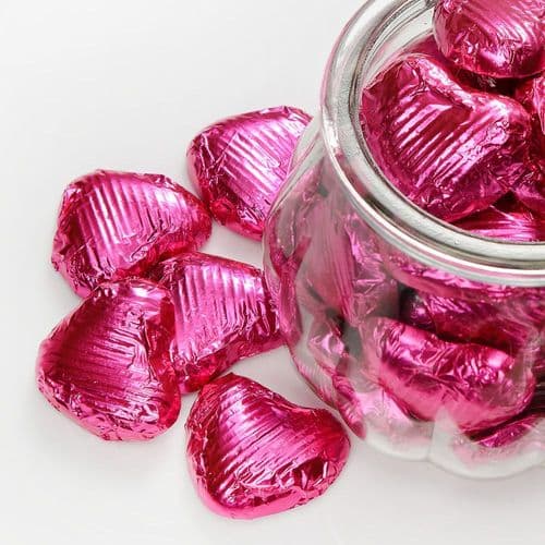 Pink Foiled Chocolate Hearts - box of 200