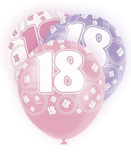 Pink Glitz 18th Balloons 6 x 12"