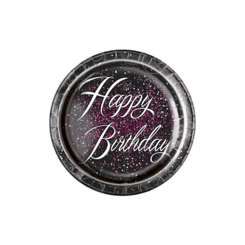 Pink Glitz Happy Happy Birthday 9" Plates 8's
