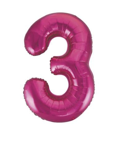 Pink Glitz Number 3 Foil Balloon 34"