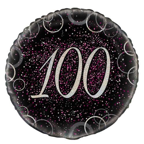 Pink Glitz Prism Happy 100th Birthday Foil Balloon