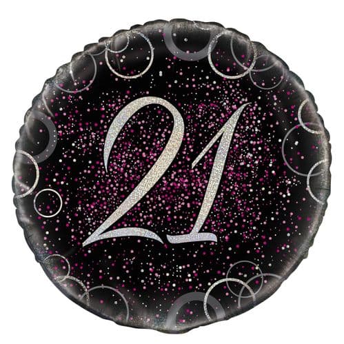 Pink Glitz Prism Happy 21st Birthday Foil Balloon