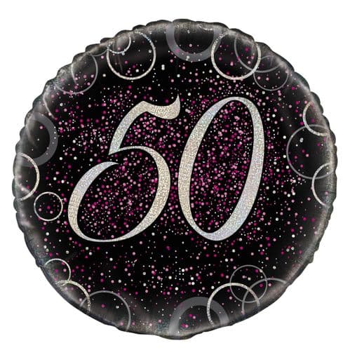 Pink Glitz Prism Happy 50th Birthday Foil Balloon