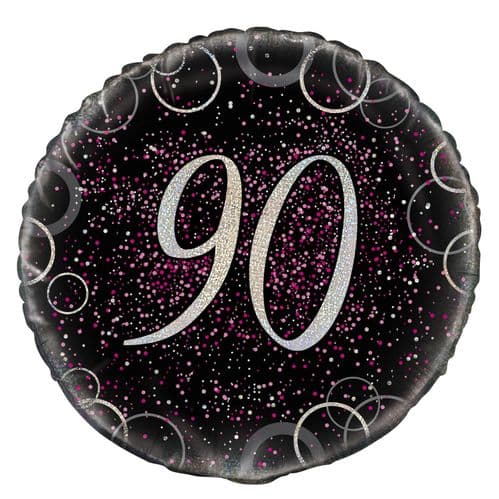Pink Glitz Prism Happy 90th Birthday Foil Balloon