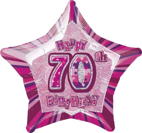 Pink Glitz Star Happy 70th Birthday Balloon