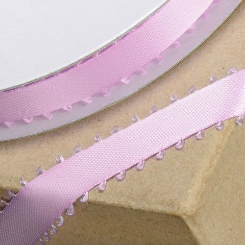 Pink Picot Edge Satin Ribbon - 12mm