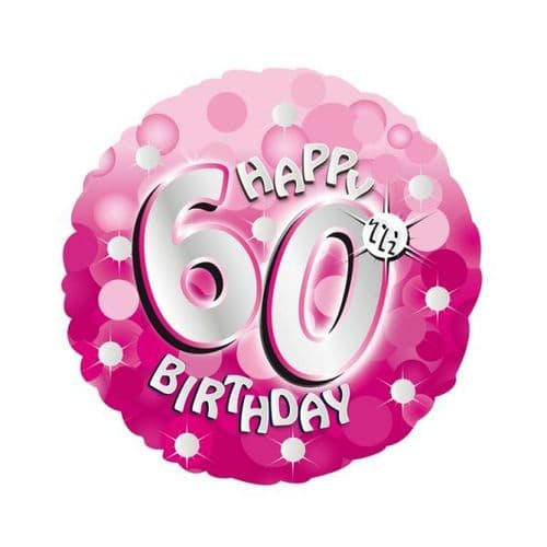 Pink Sparkle Party Happy Birthday 60th Foil Balloon