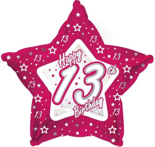 Pink Stars Age 13 Foil Balloon