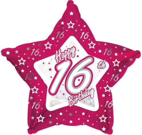 Pink Stars Age 16 Foil Balloon