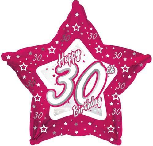 Pink Stars Age 30 Foil Balloon