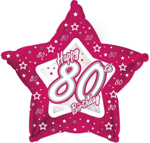 Pink Stars Age 80 Foil Balloon