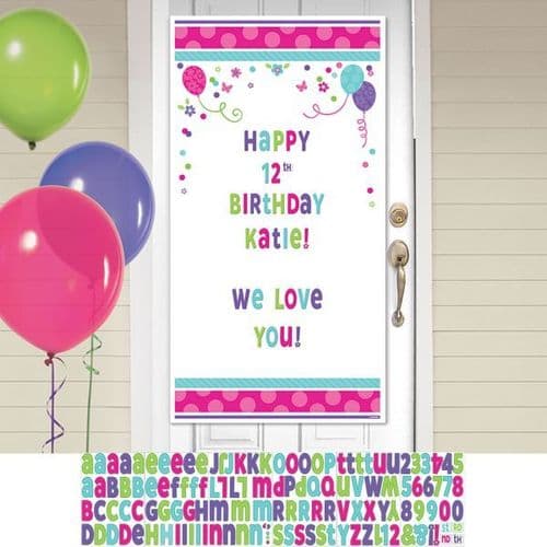 Pink & Teal Happy Birthday Personalise it! Door Decoration Kits