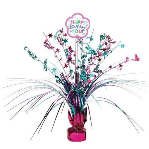 Pink & Teal Happy Birthday Spray Centrepiece