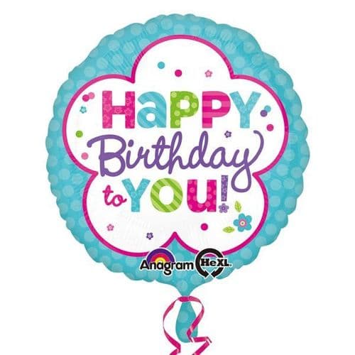 Pink & Teal Happy Birthday Standard Foil Balloons
