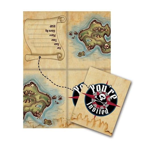 Pirate's Map 8 Invitations & Envelopes