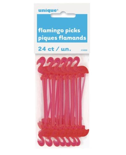 Plastic Flamingo Picks 3" 24pc